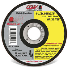 CGW Abrasives 36302 - Contaminant-Free Cut-Off Wheels
