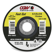 CGW Abrasives 35623 - Fast Cut 1/4" Depressed Center Grinding Wheels
