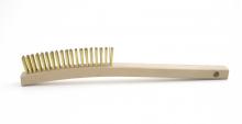 Brush Research Manufacturing B39B - B39B Curved Handle Scratch Brush, .006 Brass, 3X19, 1.125" Trim, 13.75" OAL