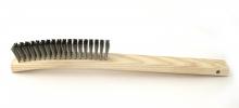 Brush Research Manufacturing B49S - B49S Curved Handle Scratch Brush, .006SS. 4X19, 1" Trim, 14" OAL